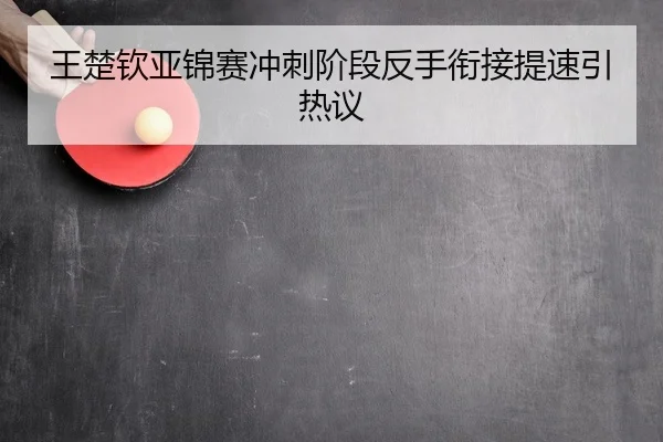 王楚钦亚锦赛冲刺阶段反手衔接提速引热议